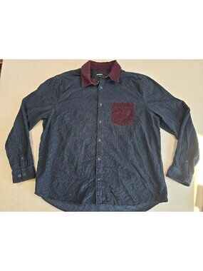 Express Mens XL Corduroy Colorblock Button-Up Shirt